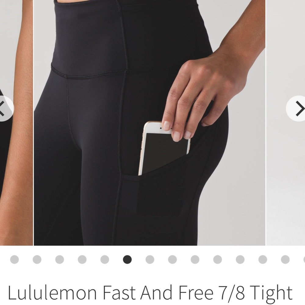 Lululemon Black Fast and Free 7/8 Tight